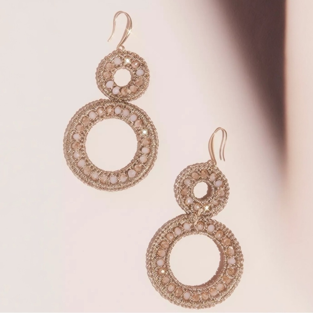 NATASHA Woven Stacked Circles Drop Boho Earrings Jewelry - Picture 4 of 5